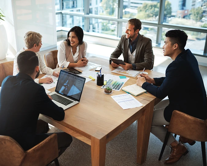 A group of professionals in a meeting